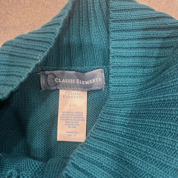 [L]Vintage  Classic Elements Crochet Knit Green Button Floral Sweater Cardigan - Picture 4 of 8